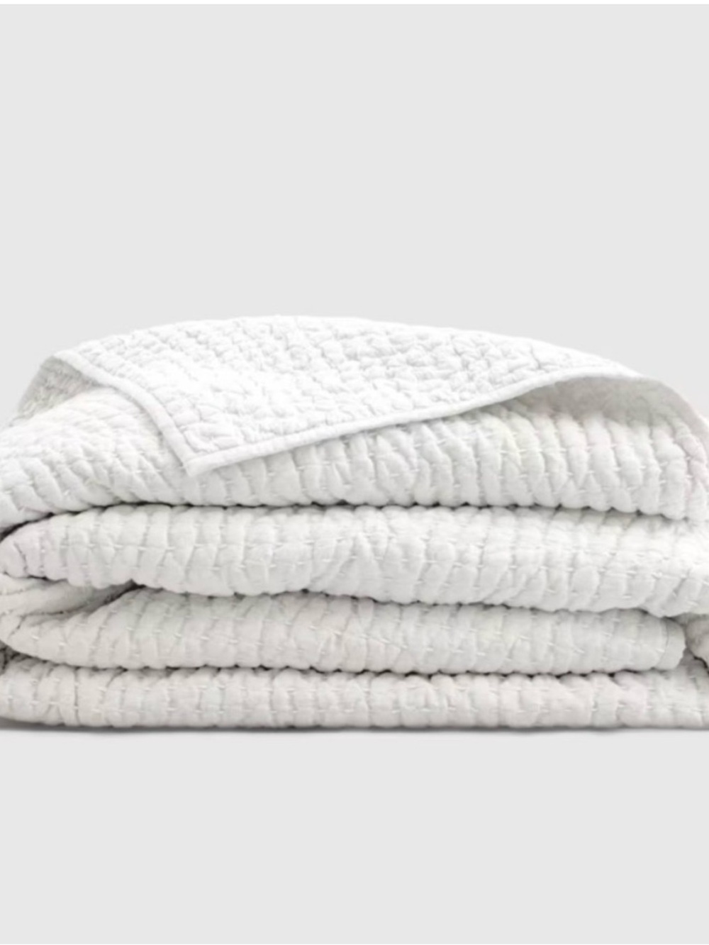 NWOT QUINCE European Linen Cotton Stitch Quilt King/Cal King White 0831